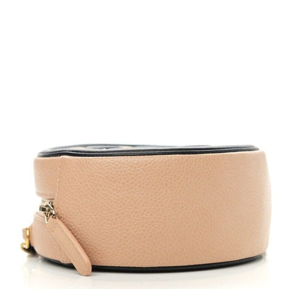 CHANEL Caviar Quilted Round Filigree Crossbody Beige Black