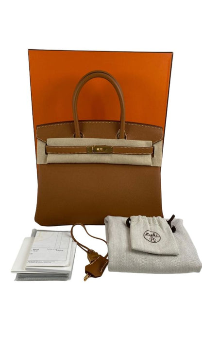 Hermes Birkin 30 Gold Epsom Leather GHW Bag