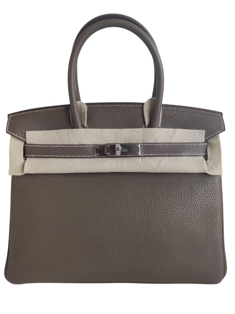 Hermes Birkin 30 Etoupe Clemence Palladium Hardware Bag