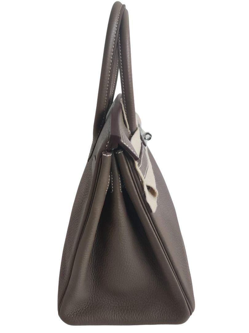 Hermes Birkin 30 Etoupe Clemence Palladium Hardware Bag
