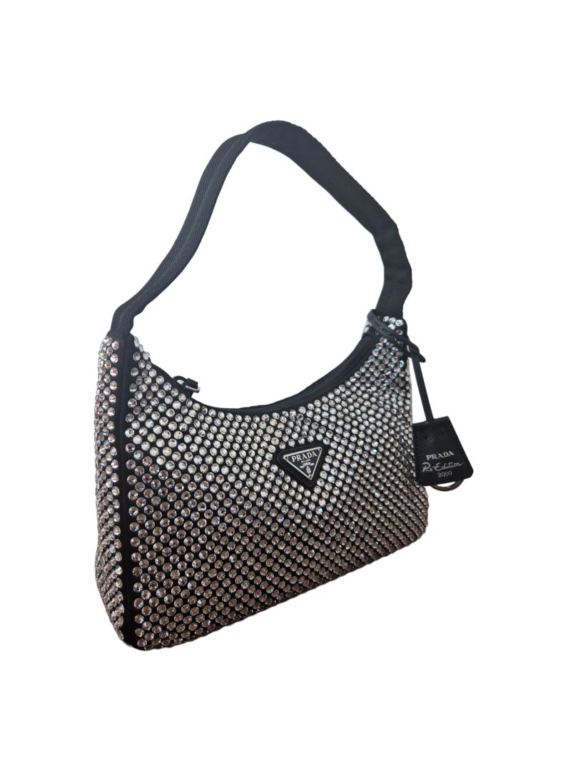 Prada Black Crystal Embellished Re-Edition Bag