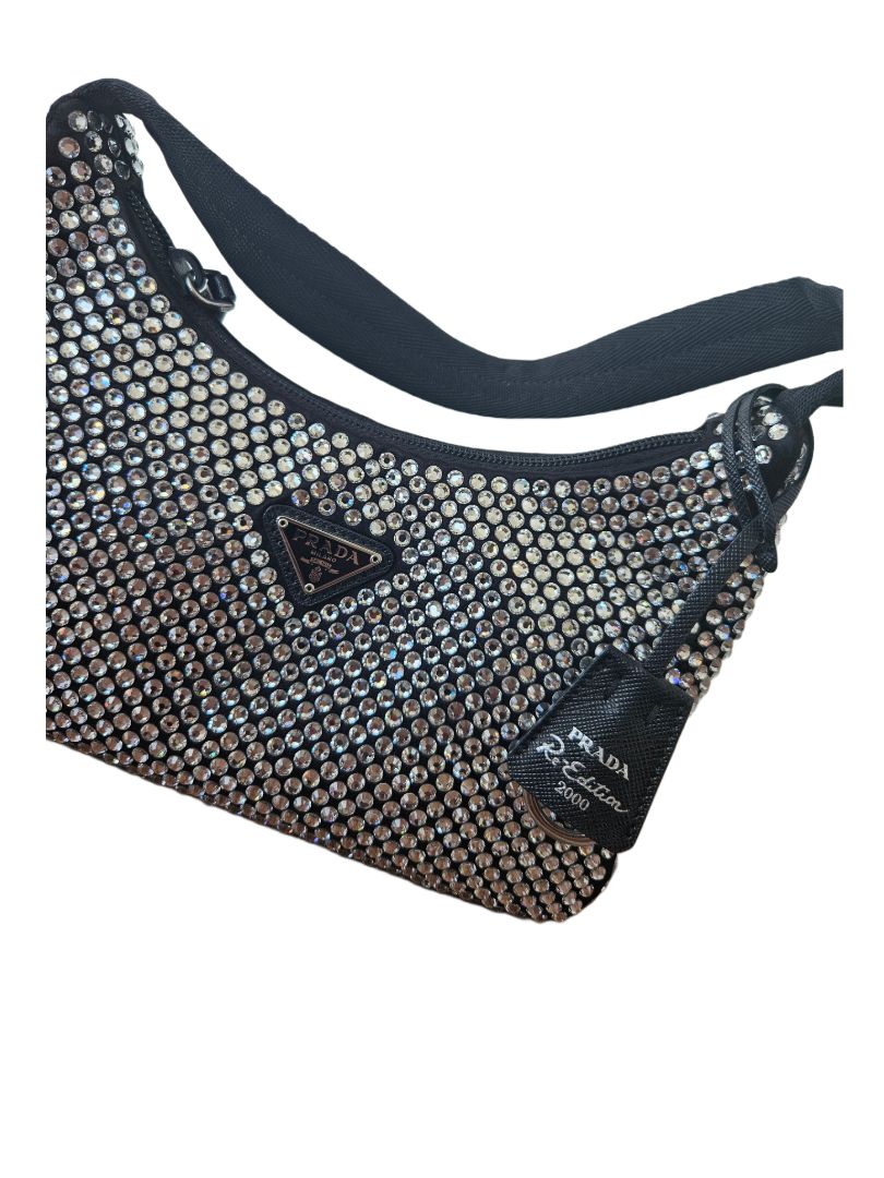 Prada Black Crystal Embellished Re-Edition Bag