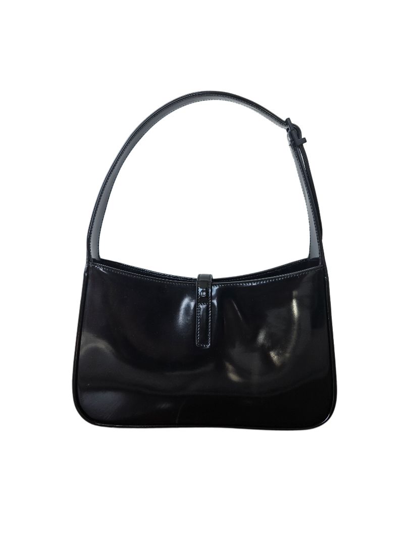 Saint Laurent Black Le 5 A 7 Hobo Patent Leather Bag