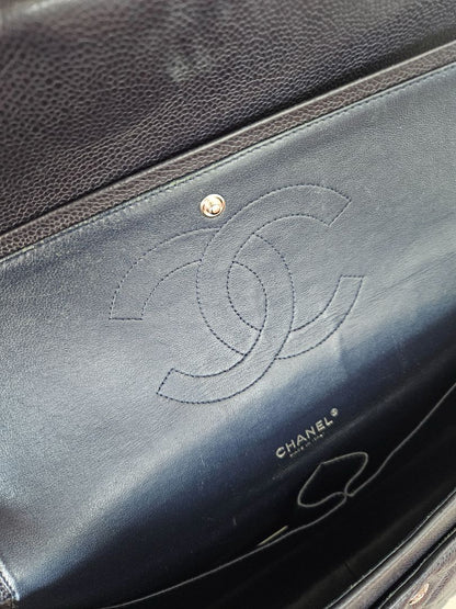 Chanel Navy Blue Caviar Leather Classic Double Flap Bag