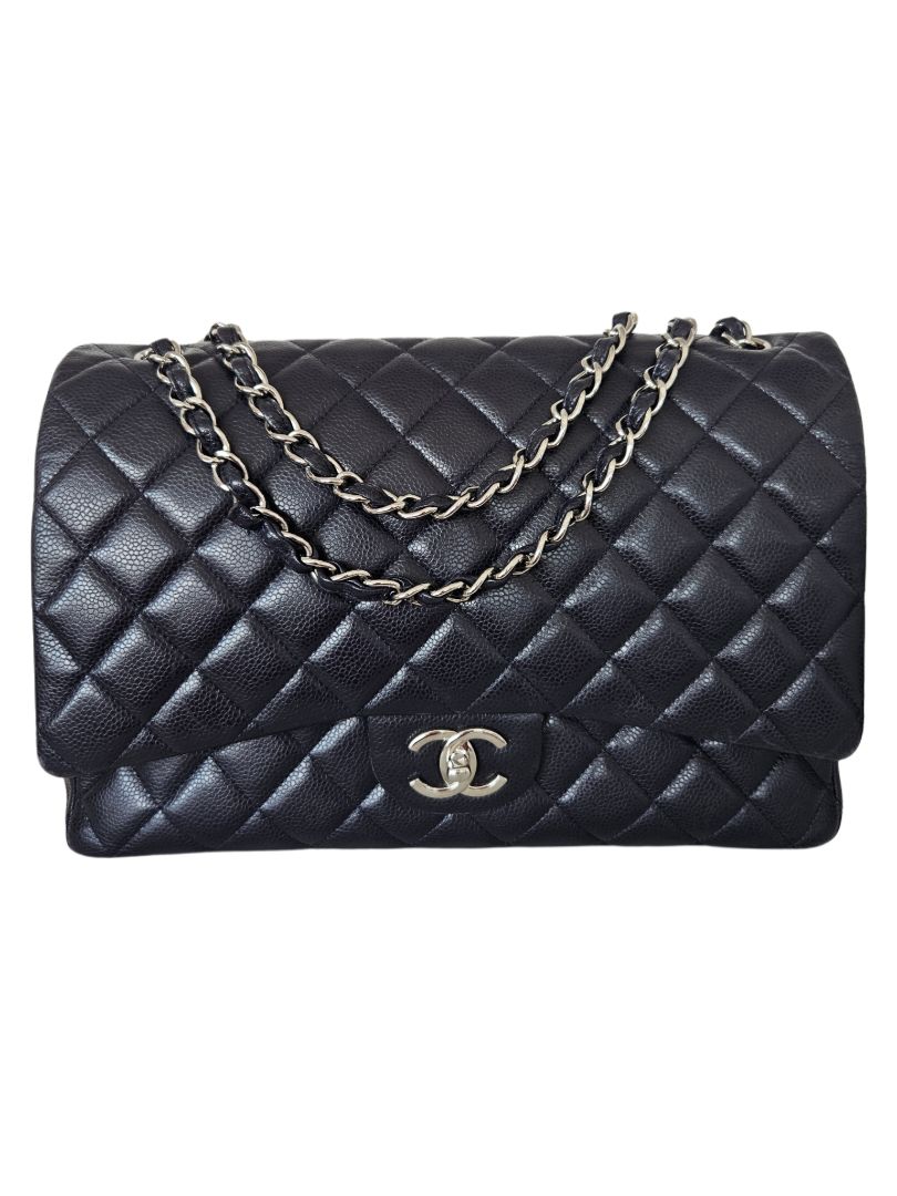 Chanel Navy Blue Caviar Leather Classic Double Flap Bag
