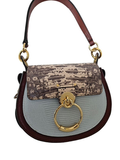 Chloe Tess Tricolor Lizard Skin Leather Shoulder  Bag