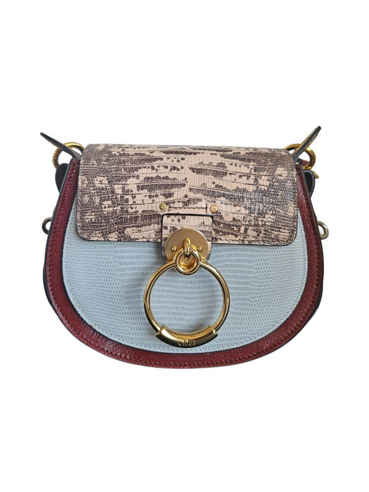 Chloe Tess Tricolor Lizard Skin Leather Shoulder  Bag