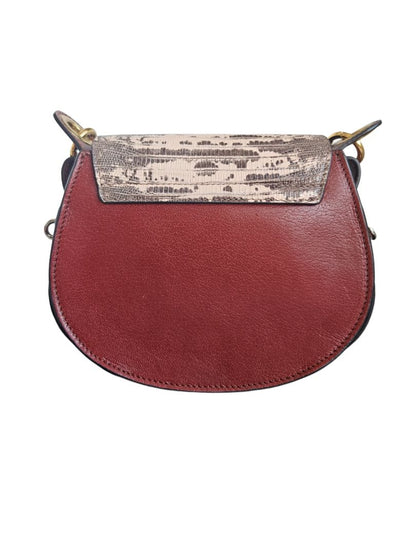 Chloe Tess Tricolor Lizard Skin Leather Shoulder  Bag