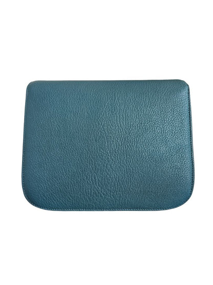 Celine Teal Blue Leather Classic Box Shoulder Bag