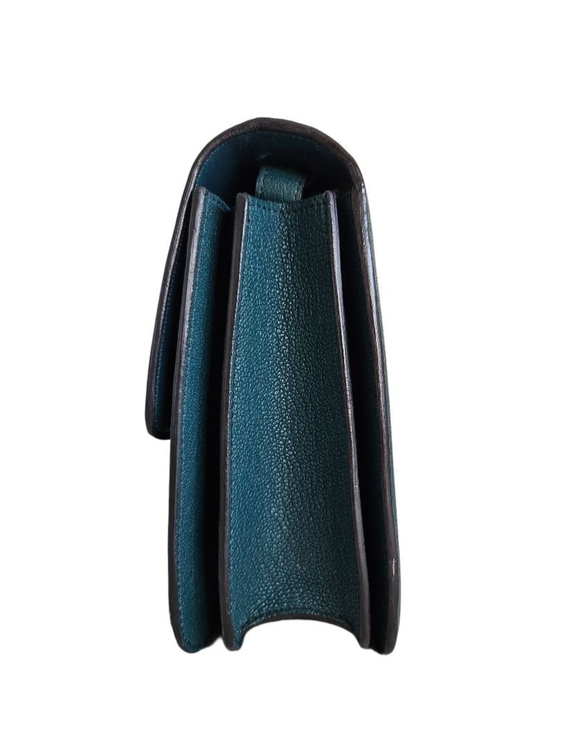 Celine Teal Blue Leather Classic Box Shoulder Bag