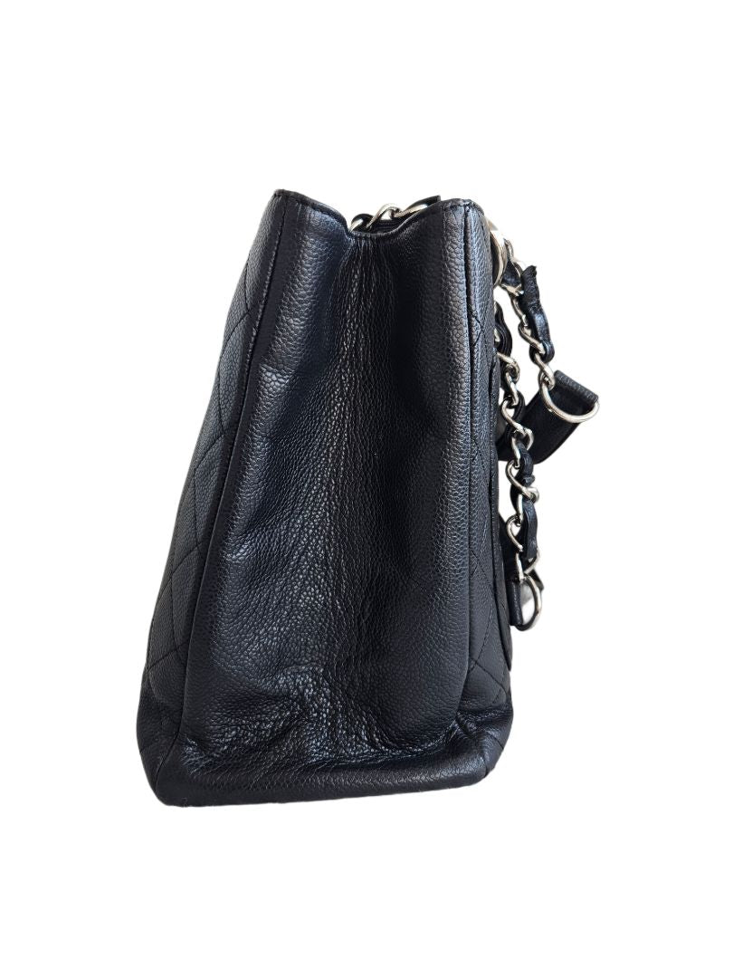Chanel Black Caviar Leather Grand Shopper SHW Tote (GST) Bag