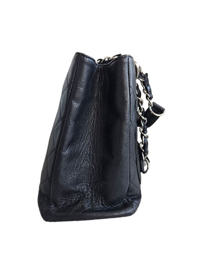 Chanel Black Caviar Leather Grand Shopper SHW Tote (GST) Bag