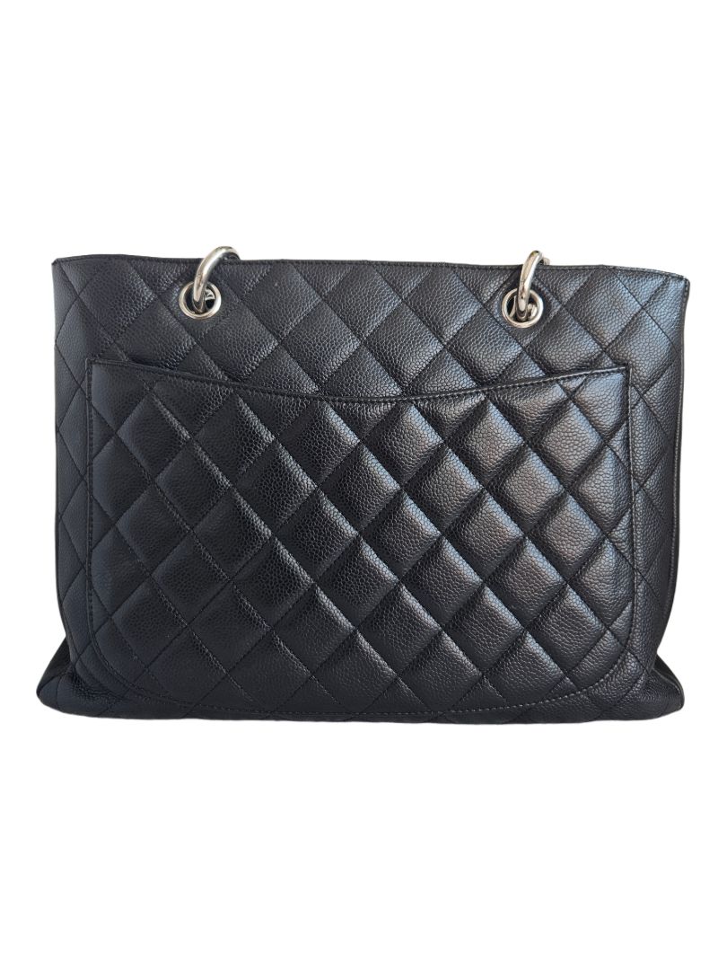 Chanel Black Caviar Leather Grand Shopper SHW Tote (GST) Bag