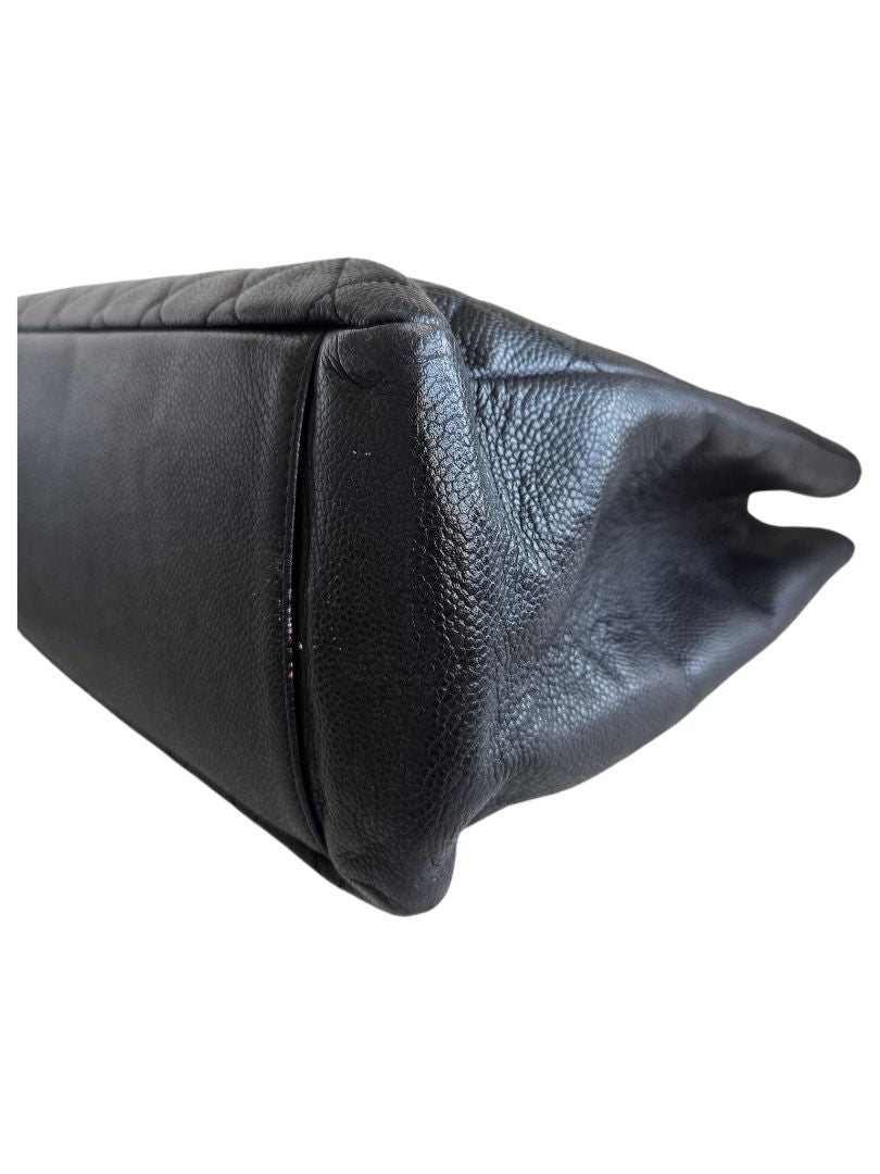 Chanel Black Caviar Leather Grand Shopper SHW Tote (GST) Bag