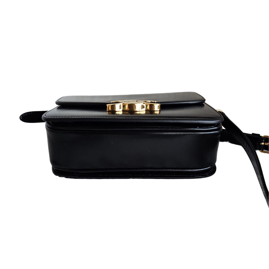 Celine Teen Triomphe Bag in Shiny Black Calfskin