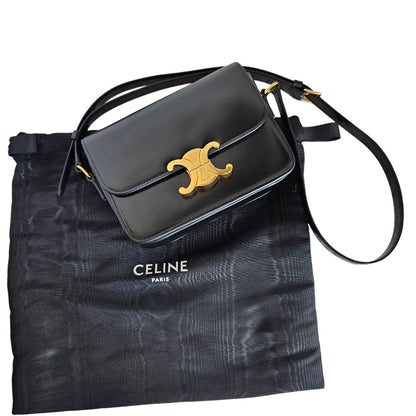 Celine Teen Triomphe Bag in Shiny Black Calfskin