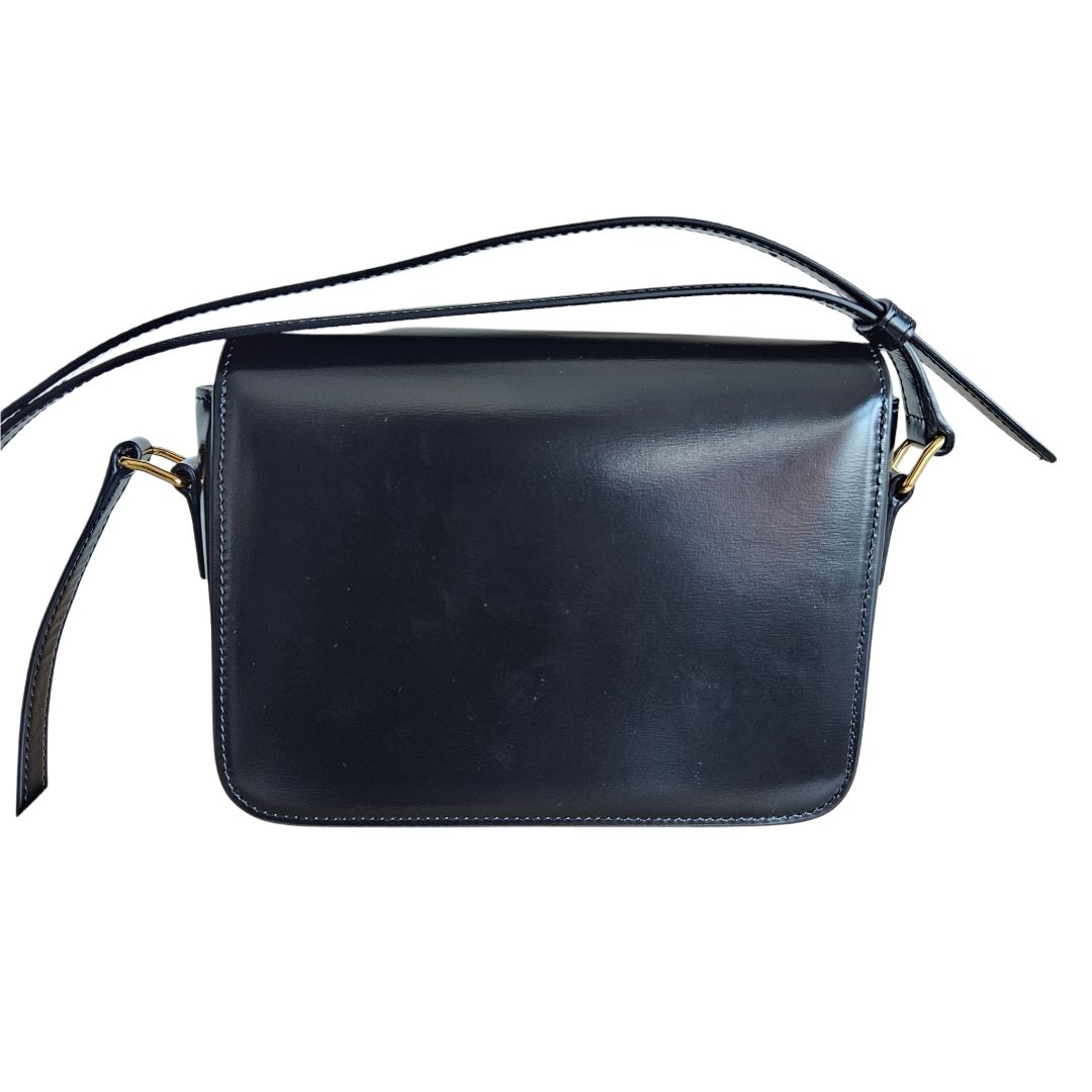Celine Teen Triomphe Bag in Shiny Black Calfskin