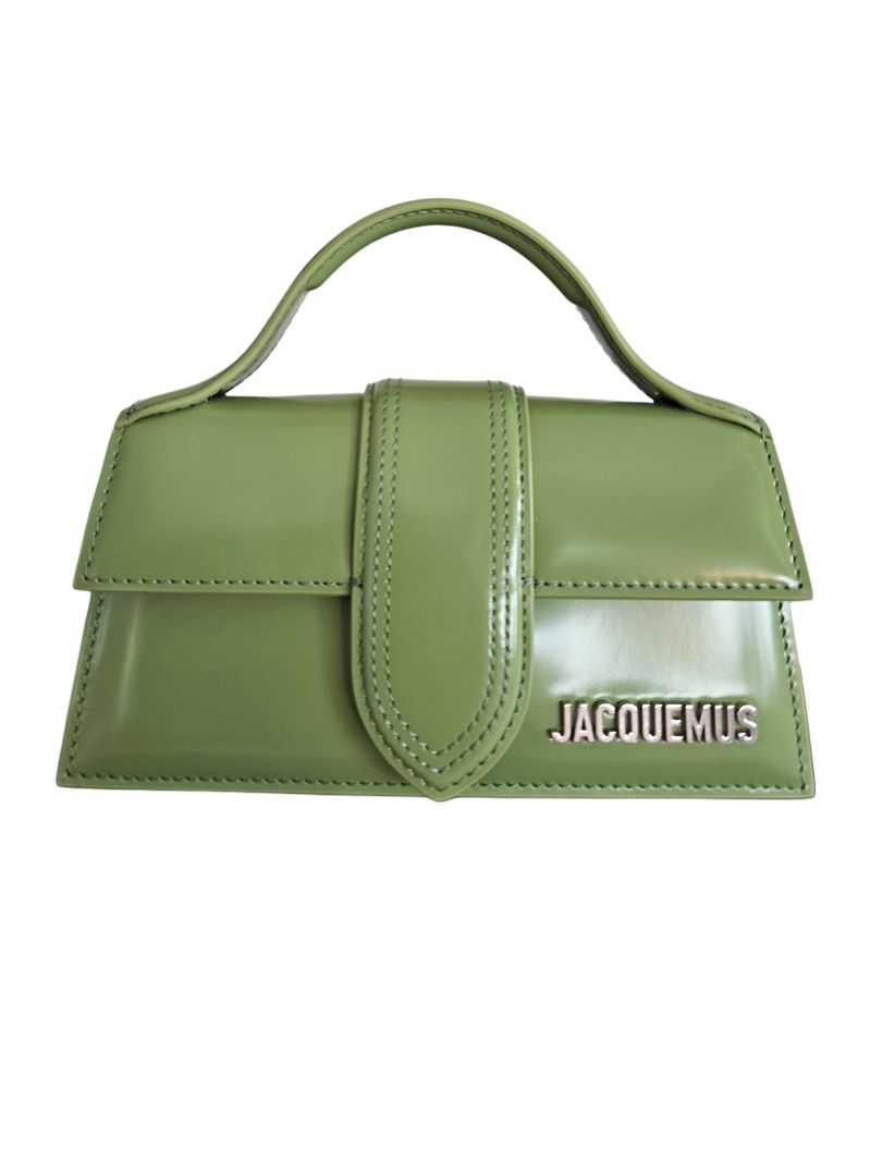 Jacquemus  Olive Green Leather Le Bambino Top Handle Bag