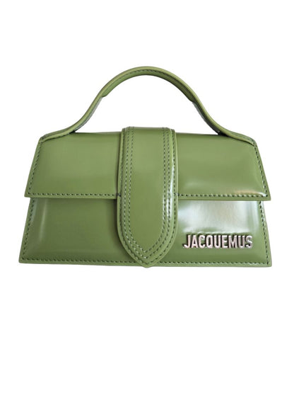Jacquemus  Olive Green Leather Le Bambino Top Handle Bag