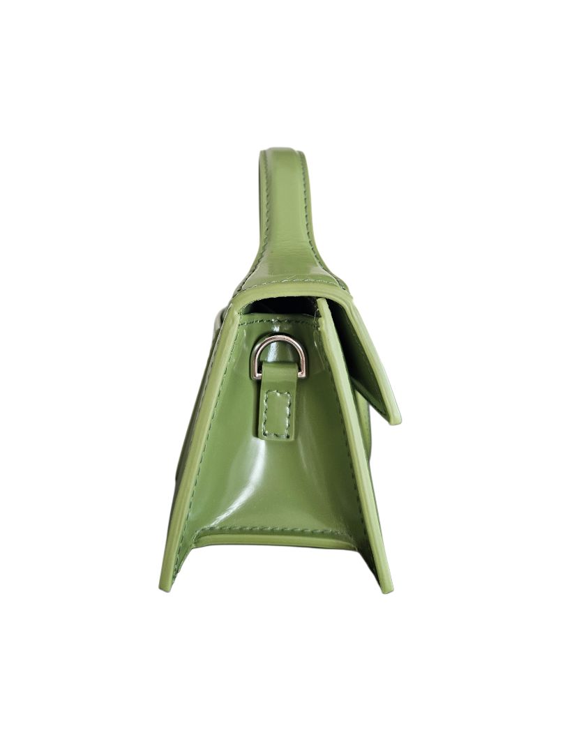 Jacquemus  Olive Green Leather Le Bambino Top Handle Bag