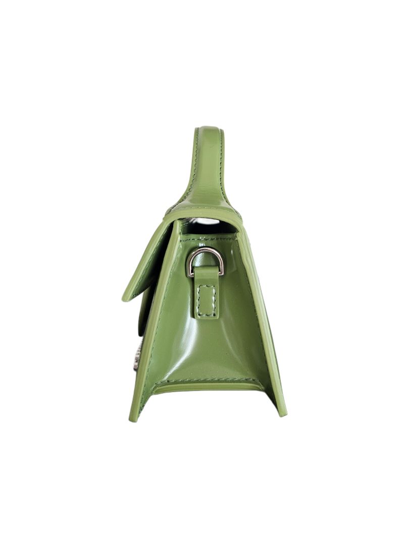 Jacquemus  Olive Green Leather Le Bambino Top Handle Bag