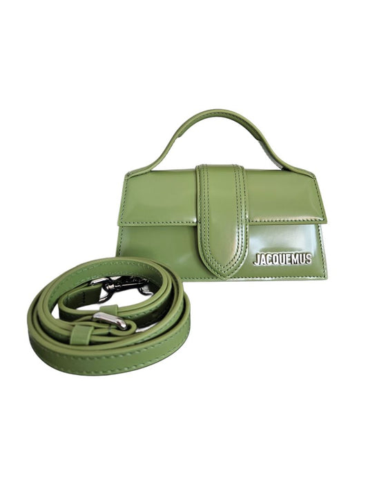Jacquemus  Olive Green Leather Le Bambino Top Handle Bag