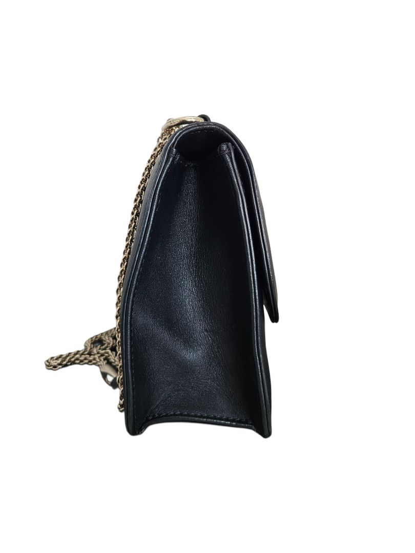 Valentino Black Leather Glam Lock Chain Shoulder Bag