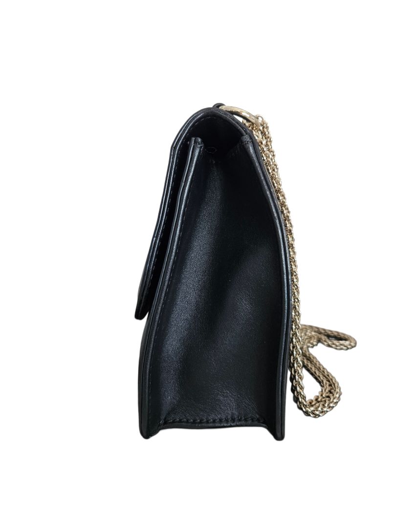 Valentino Black Leather Glam Lock Chain Shoulder Bag