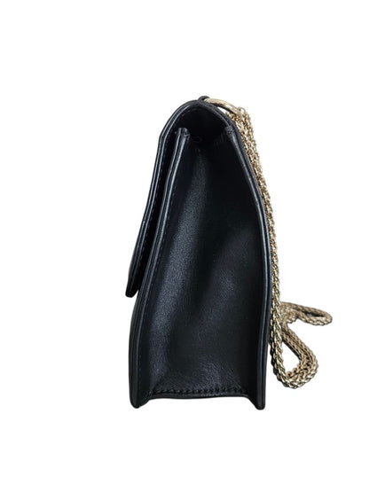 Valentino Black Leather Glam Lock Chain Shoulder Bag