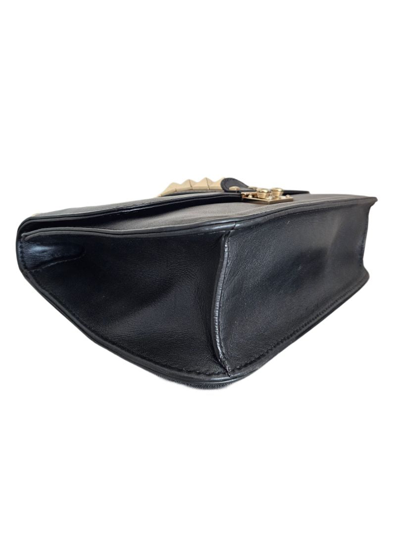 Valentino Black Leather Glam Lock Chain Shoulder Bag