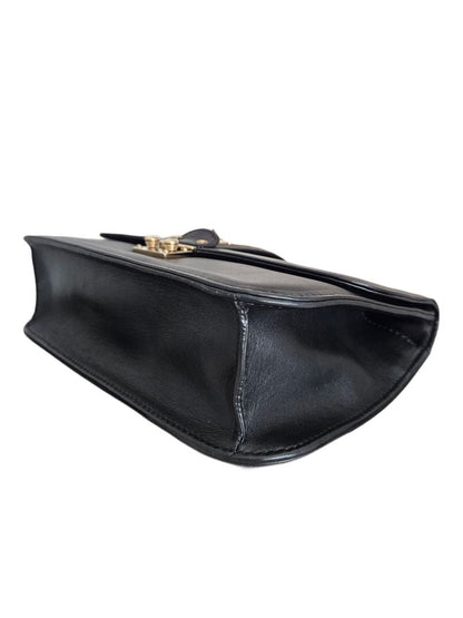 Valentino Black Leather Glam Lock Chain Shoulder Bag