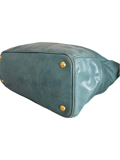 Prada Blue Convertible Vitello leather Tote Bag