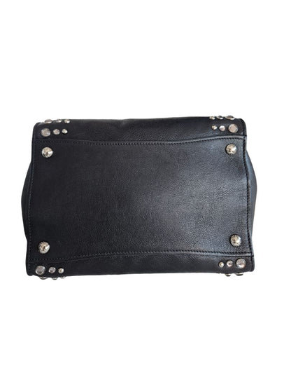 Prada Black Leather Crystal Embellished Double Zip Bag