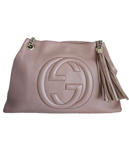 Gucci Powder Pink Leather Soho Chain Tote Bag