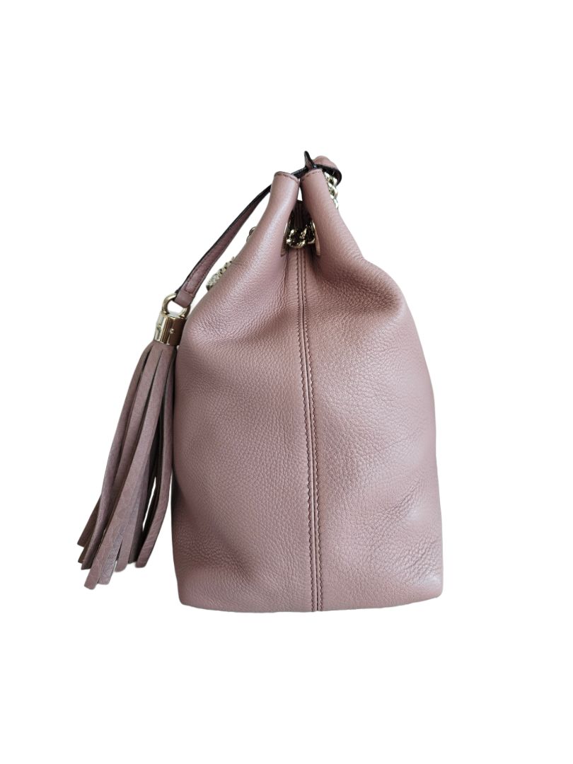 Gucci Powder Pink Leather Soho Chain Tote Bag