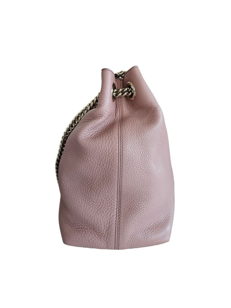 Gucci Powder Pink Leather Soho Chain Tote Bag