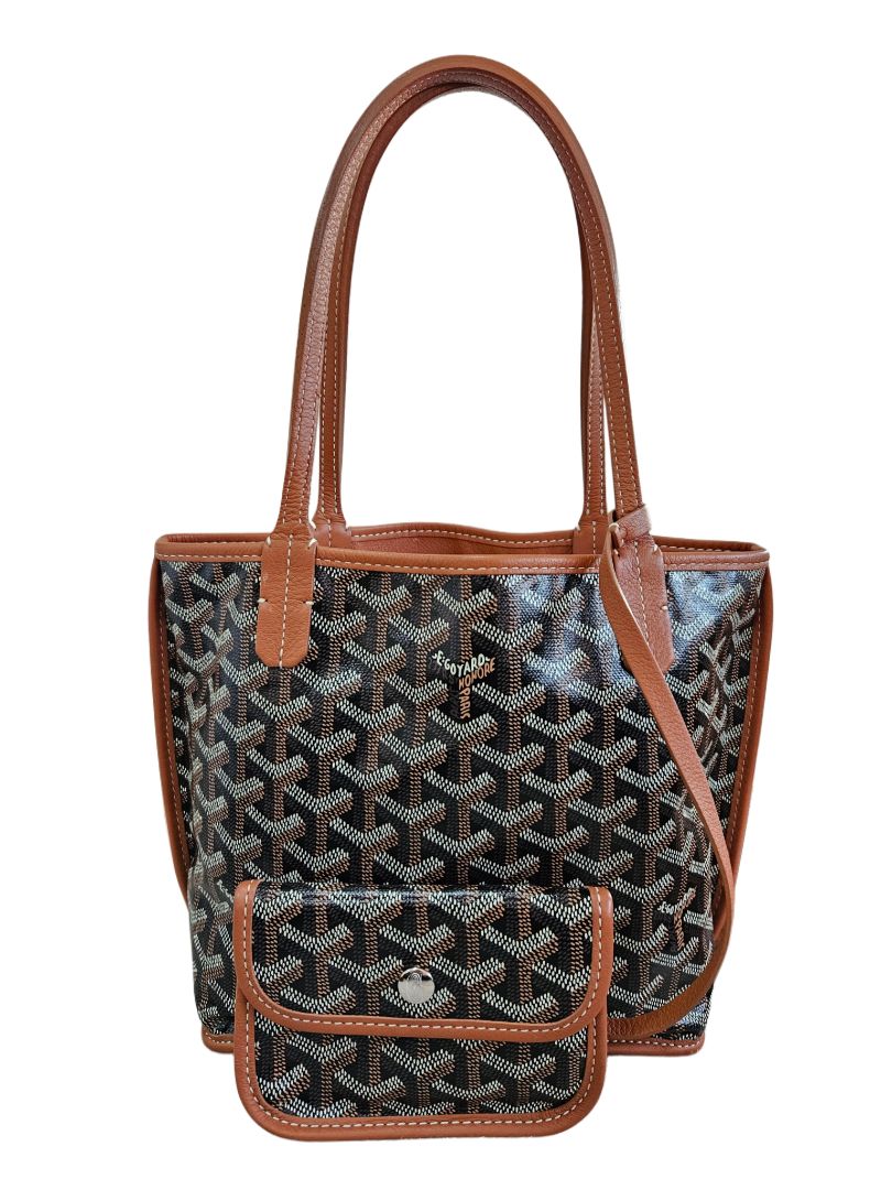 Goyard Brown Goyardine Coated Canvas & Leather Mini Anju Tote Bag