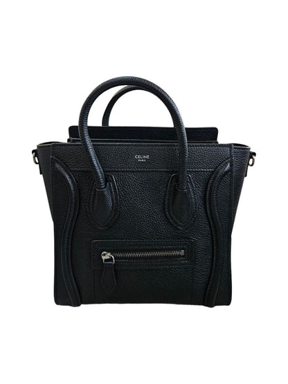 Celine Black Leather Nano Luggage Tote Bag