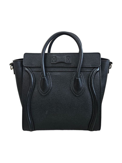 Celine Black Leather Nano Luggage Tote Bag