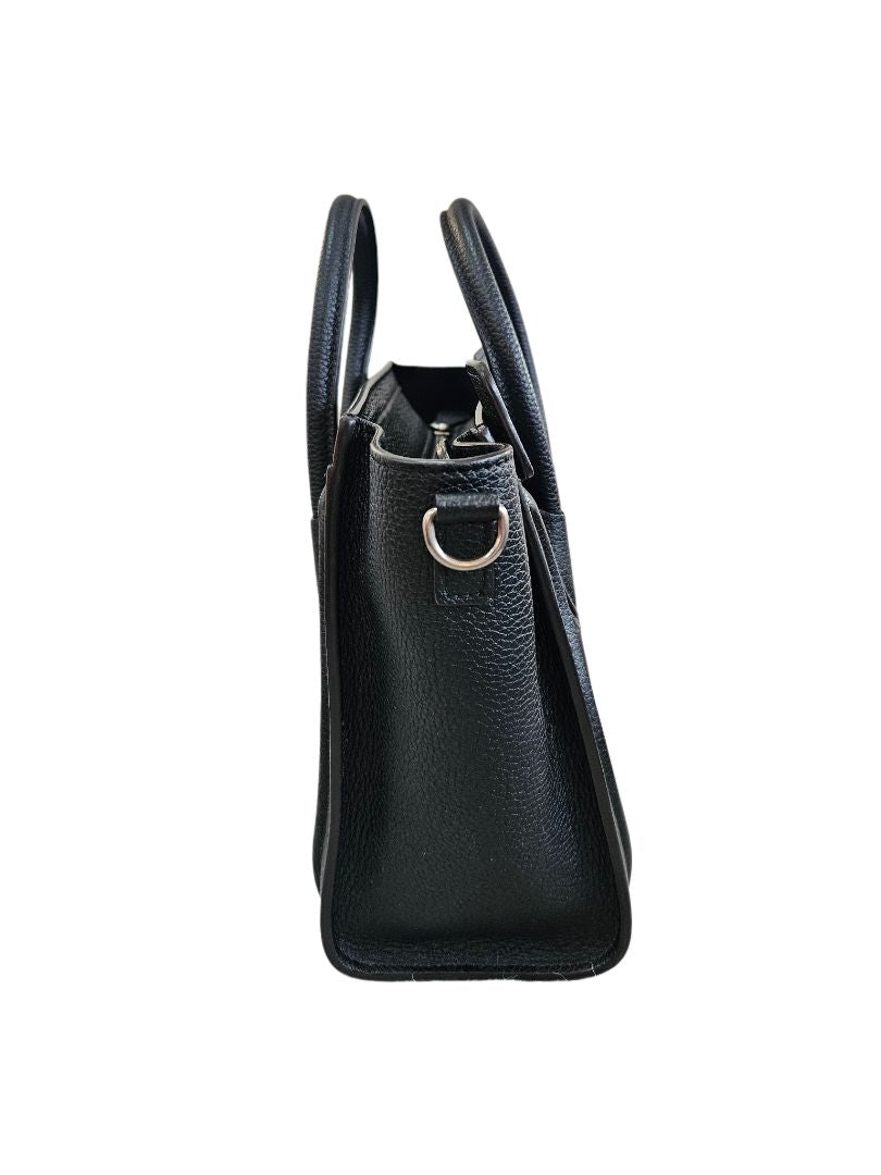 Celine Black Leather Nano Luggage Tote Bag