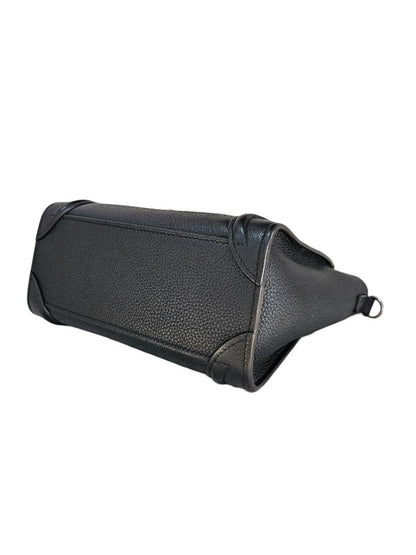Celine Black Leather Nano Luggage Tote Bag