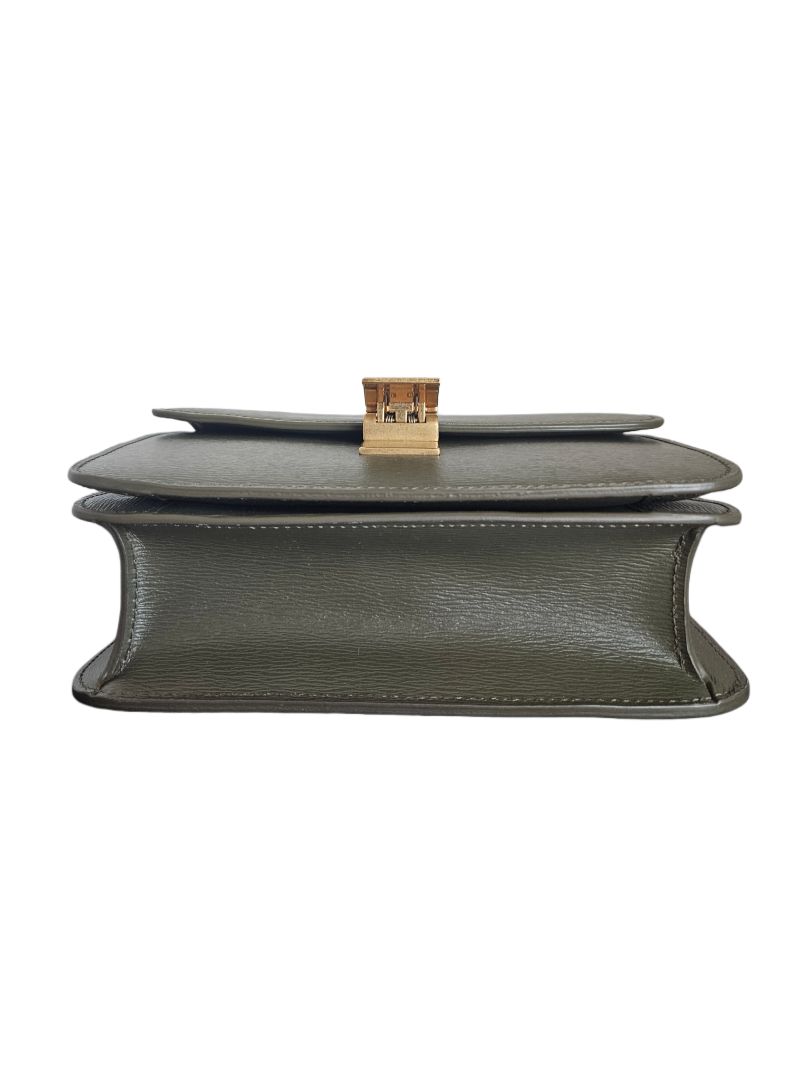 Celine Khaki Green Leather Classic Box Shoulder Bag
