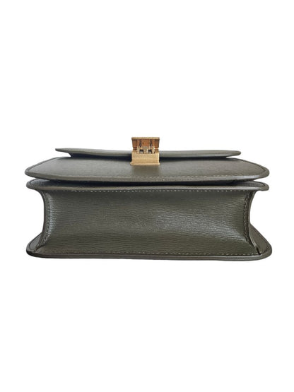 Celine Khaki Green Leather Classic Box Shoulder Bag