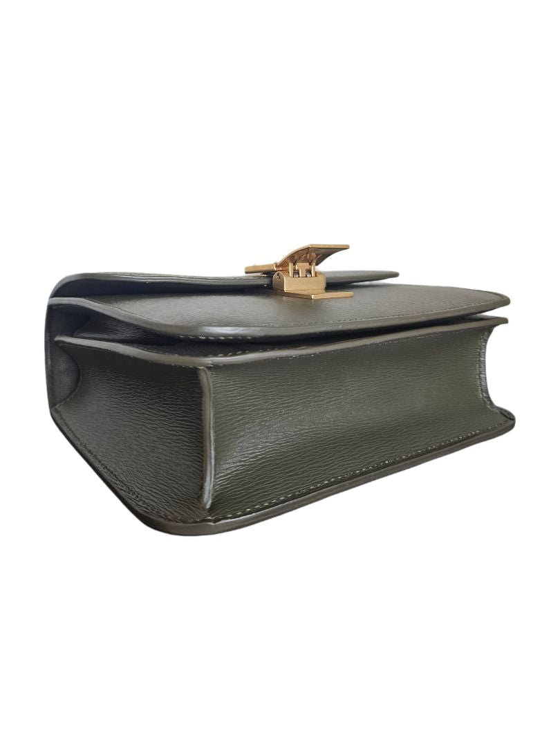 Celine Khaki Green Leather Classic Box Shoulder Bag