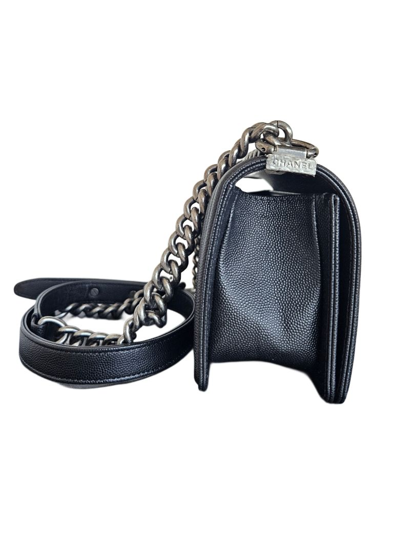 Chanel Black Quilted Caviar Leather Le Boy Flap Small Bag