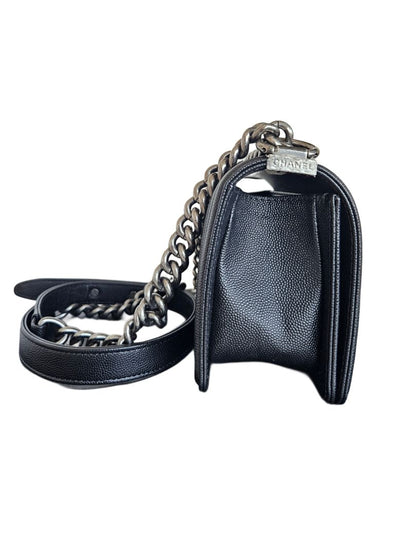 Chanel Black Quilted Caviar Leather Le Boy Flap Small Bag