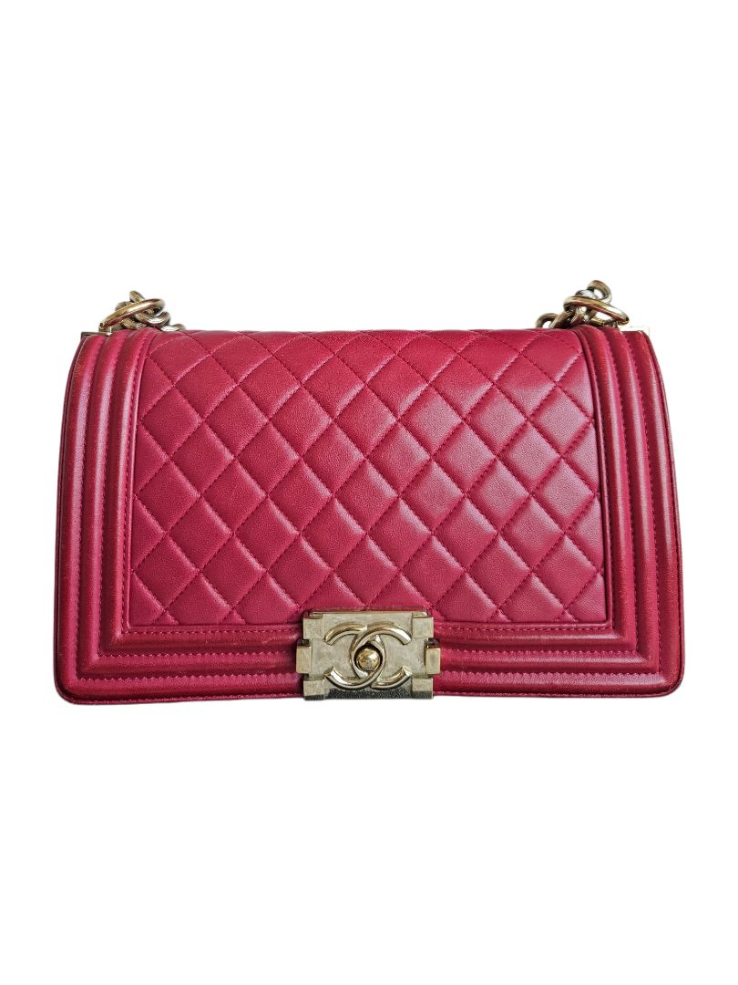 Chanel Red Quilted Leather Boy Flap Bag