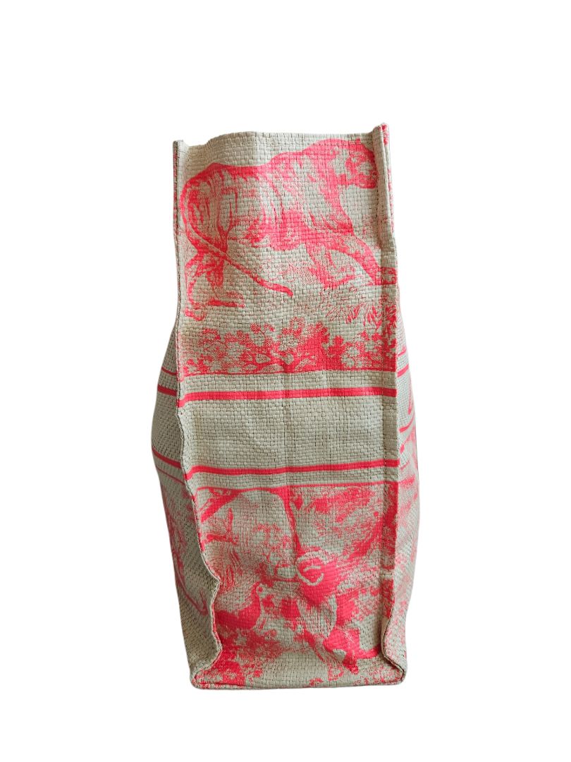 Christian Dior Pink/Beige Straw Dioriviera Tote Bag