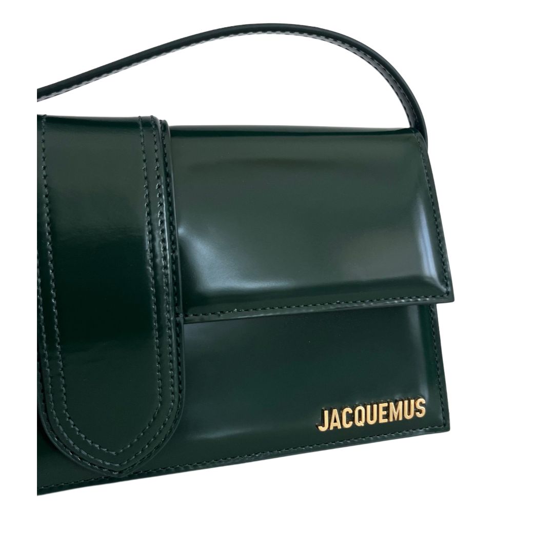 Jacquemus La Bambino Long shoulder Dark Green Patent Bag
