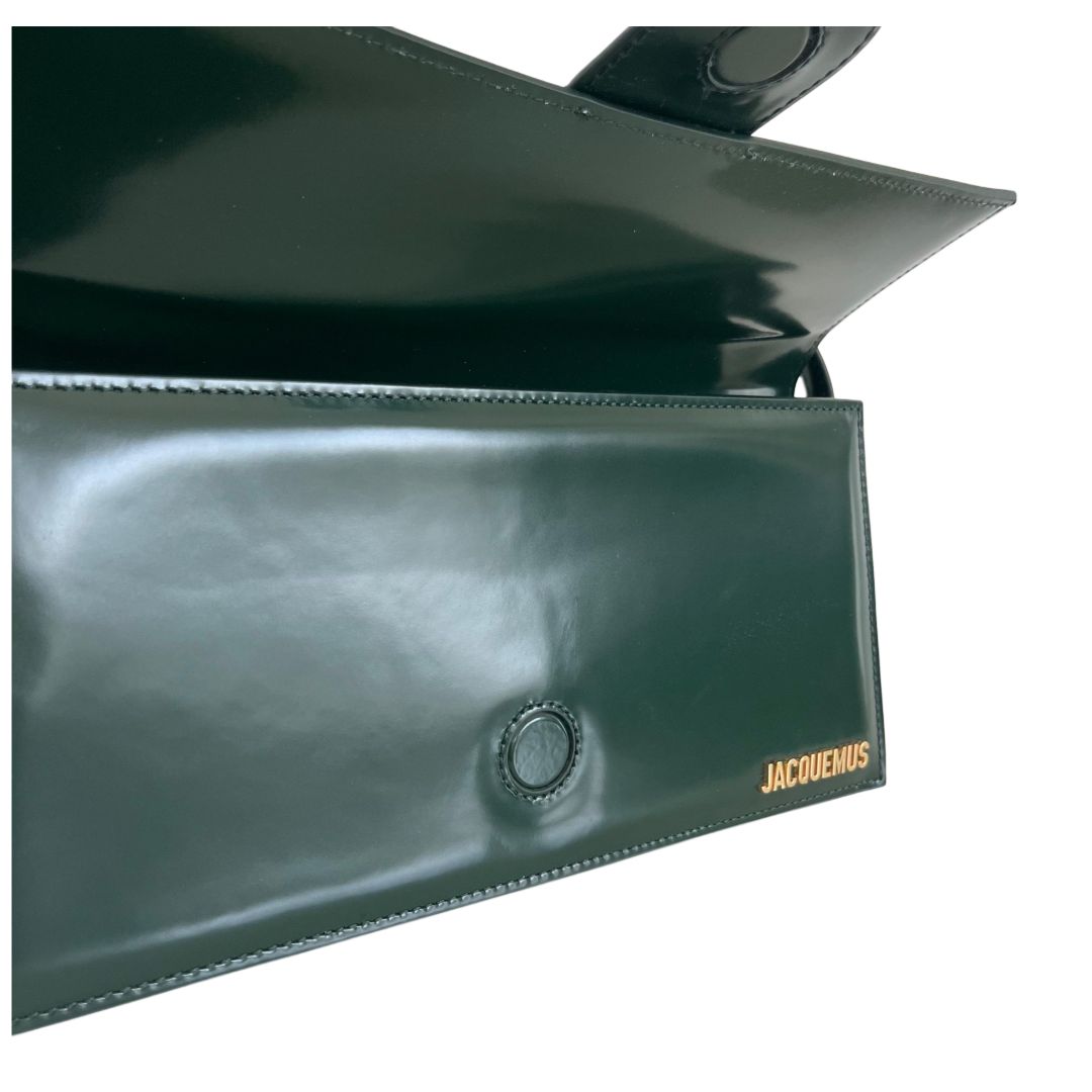 Jacquemus La Bambino Long shoulder Dark Green Patent Bag